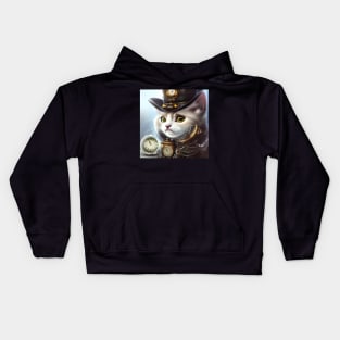 Cute little steampunk kitten Kids Hoodie